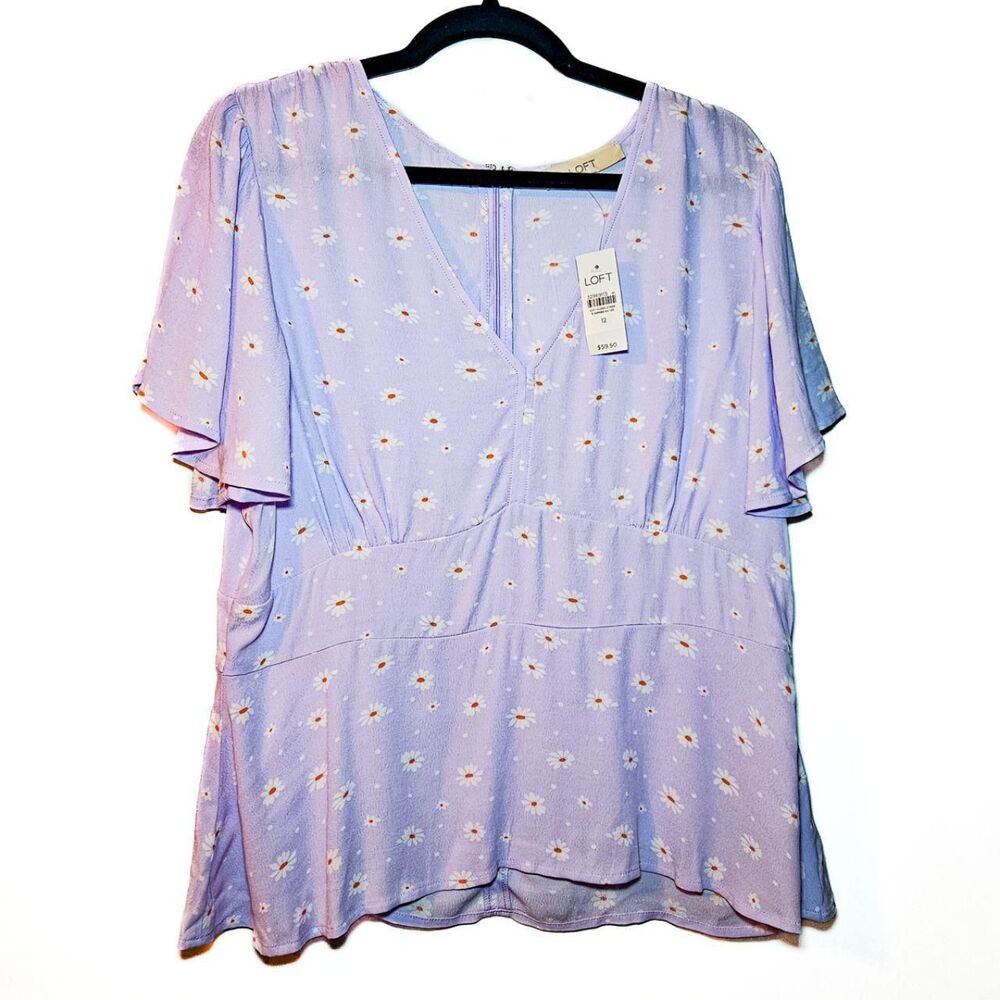 NWT Ann Taylor LOFT Lavender Daisy Top - Women's Size 12 Blouse